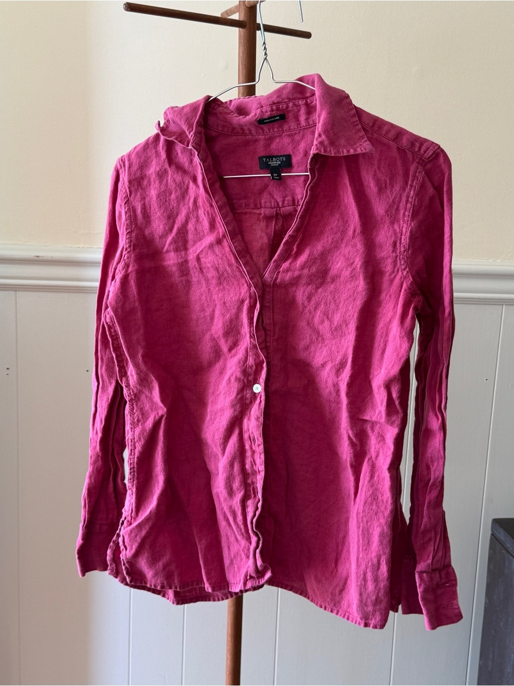Talbots Cranberry Pure Irish Linen Button-Down Shirt